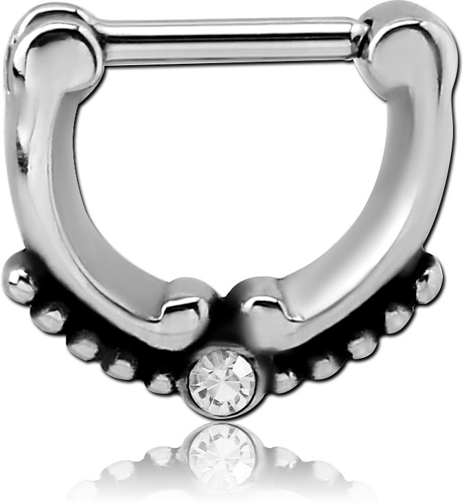 316L SURGICAL STEEL ROUND JEWELED HINGED SEPTUM CLICKER