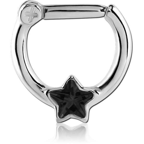 SURGICAL STEEL STAR JEWELLED HINGED SEPTUM CLICKER