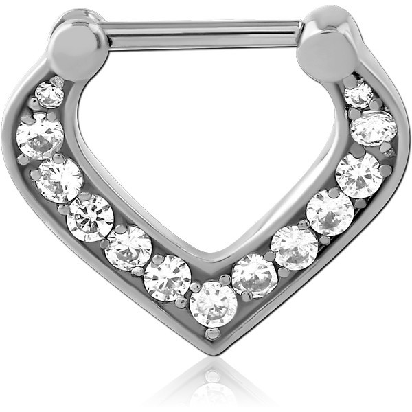 SURGICAL STEEL JEWELED HINGED SEPTUM CLICKER RING