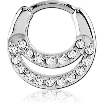 SURGICAL STEEL ROUND JEWELLED HINGED SEPTUM CLICKER