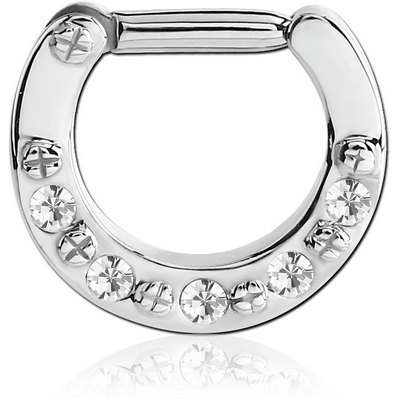 SURGICAL STEEL ROUND JEWELED HINGED SEPTUM CLICKER