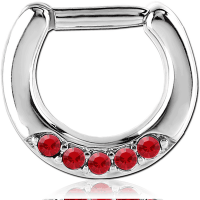SURGICAL STEEL ROUND JEWELED HINGED SEPTUM CLICKER RING