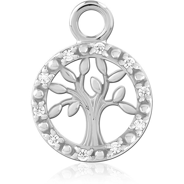 STERLING SILVER 925 JEWELED SLIDING CHARM FOR HINGED SEGMENT RING