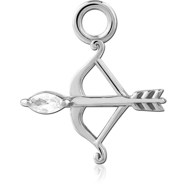 STERLING SILVER 925 JEWELED SLIDING CHARM FOR HINGED SEGMENT RING