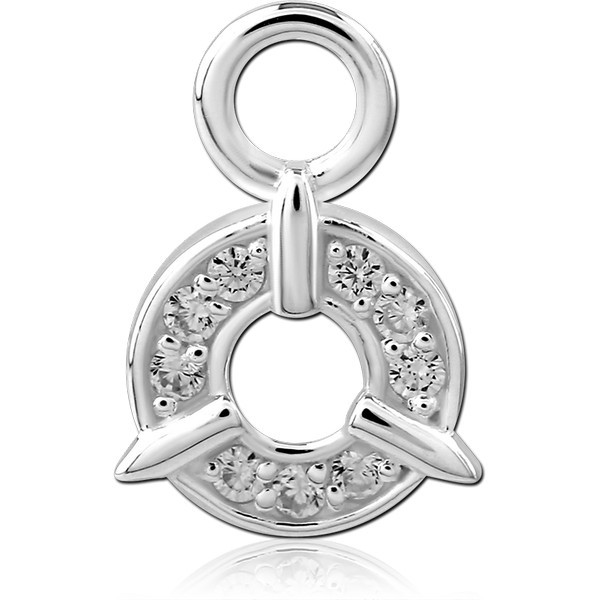 STERLING SILVER 925 JEWELED SLIDING CHARM FOR HINGED SEGMENT RING