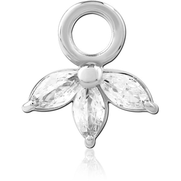 STERLING SILVER 925 JEWELED SLIDING CHARM FOR HINGED SEGMENT RING