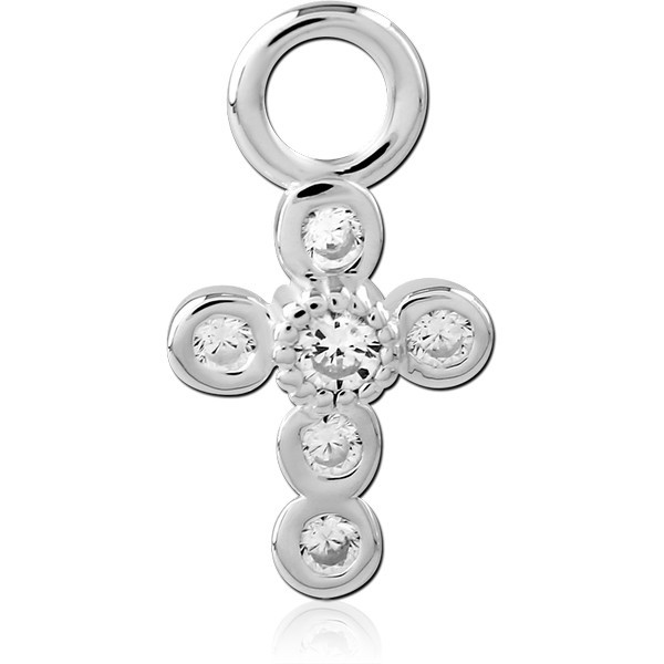 STERLING SILVER 925 JEWELED SLIDING CHARM FOR HINGED SEGMENT RING