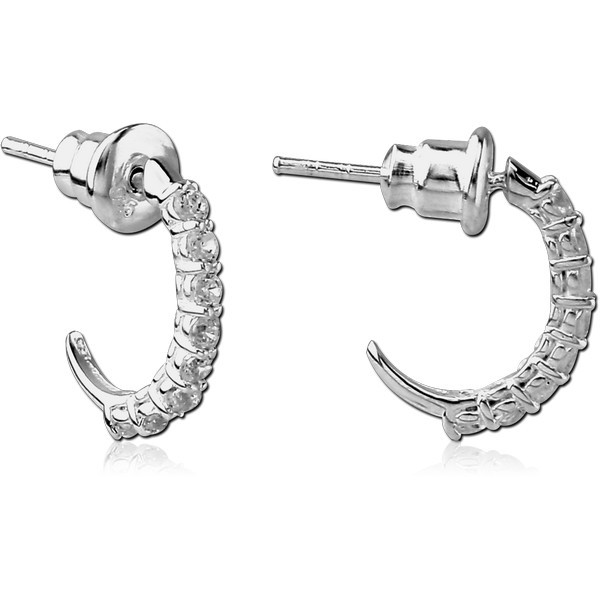 STERLING SILVER 925 JEWELLED EAR STUDS PAIR WITH SCREW BACK