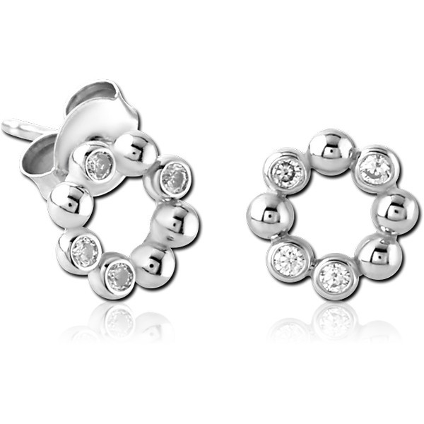 STERLING SILVER 925 JEWELLED EAR STUDS PAIR