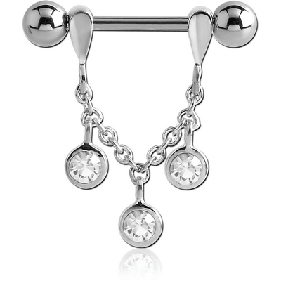 SILVER JEWELED CHAIN NIPPLE STIRRUP