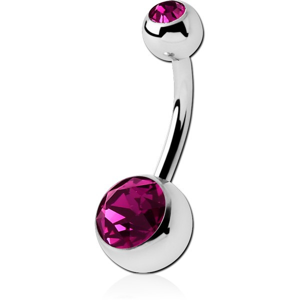 TITANIUM DOUBLE PREMIUM CRYSTAL JEWELLED NAVEL BANANA