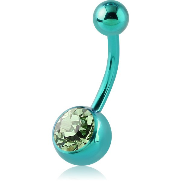 TITANIUM PREMIUM CRYSTAL JEWELLED NAVEL BANANA WITHOUT TOP BALL