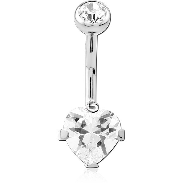 TITANIUM INTERNALLY THREADED DOUBLE JEWELLED NAVEL BANANA BALL TOP - BOTTOM PRONG SET