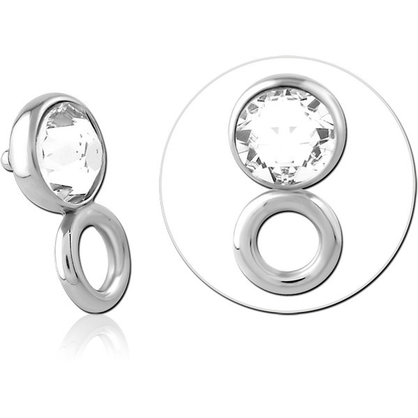 TITANIUM PREMIUM CRYSTAL JEWELED DISC FOR 1.6MM INTERNALLY THREADED WITH O-RING HOOP