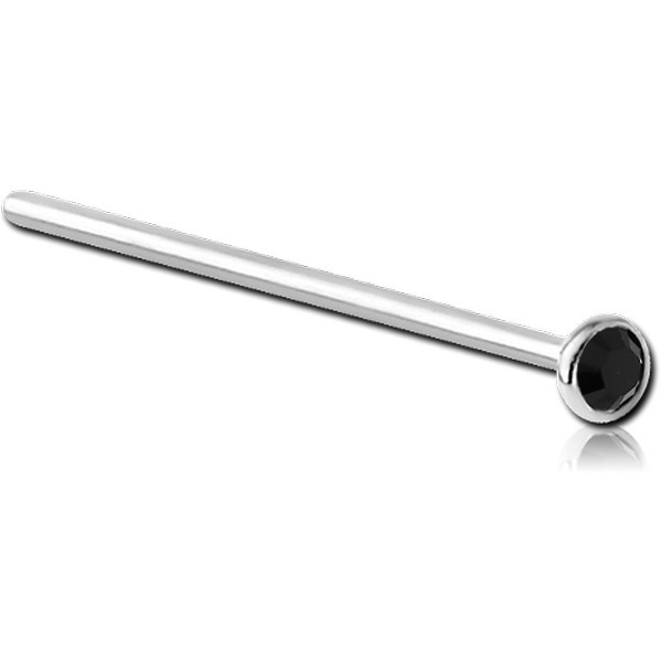 TITANIUM PREMIUM CRYSTAL JEWELLED STRAIGHT NOSE STUD 15MM