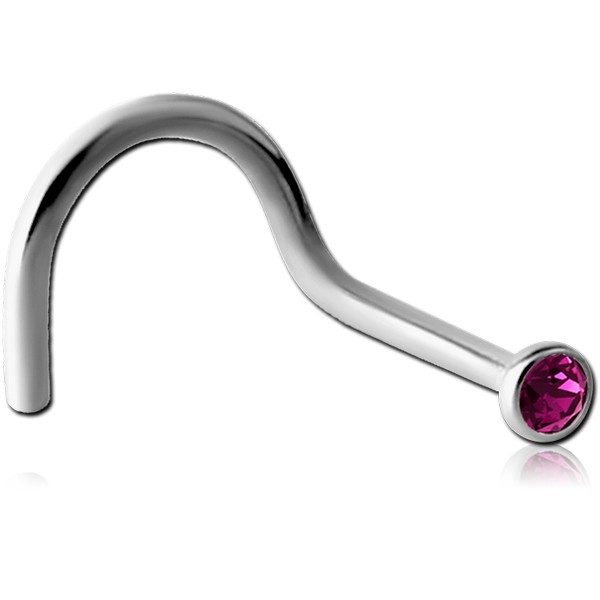 ANODISED TITANIUM JEWELLED LARGE LEFT CURVE NOSE STUD