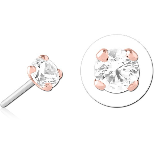 14K ROSE GOLD JEWELED ATTACHMENT TITANIUM THREADLESS PIN