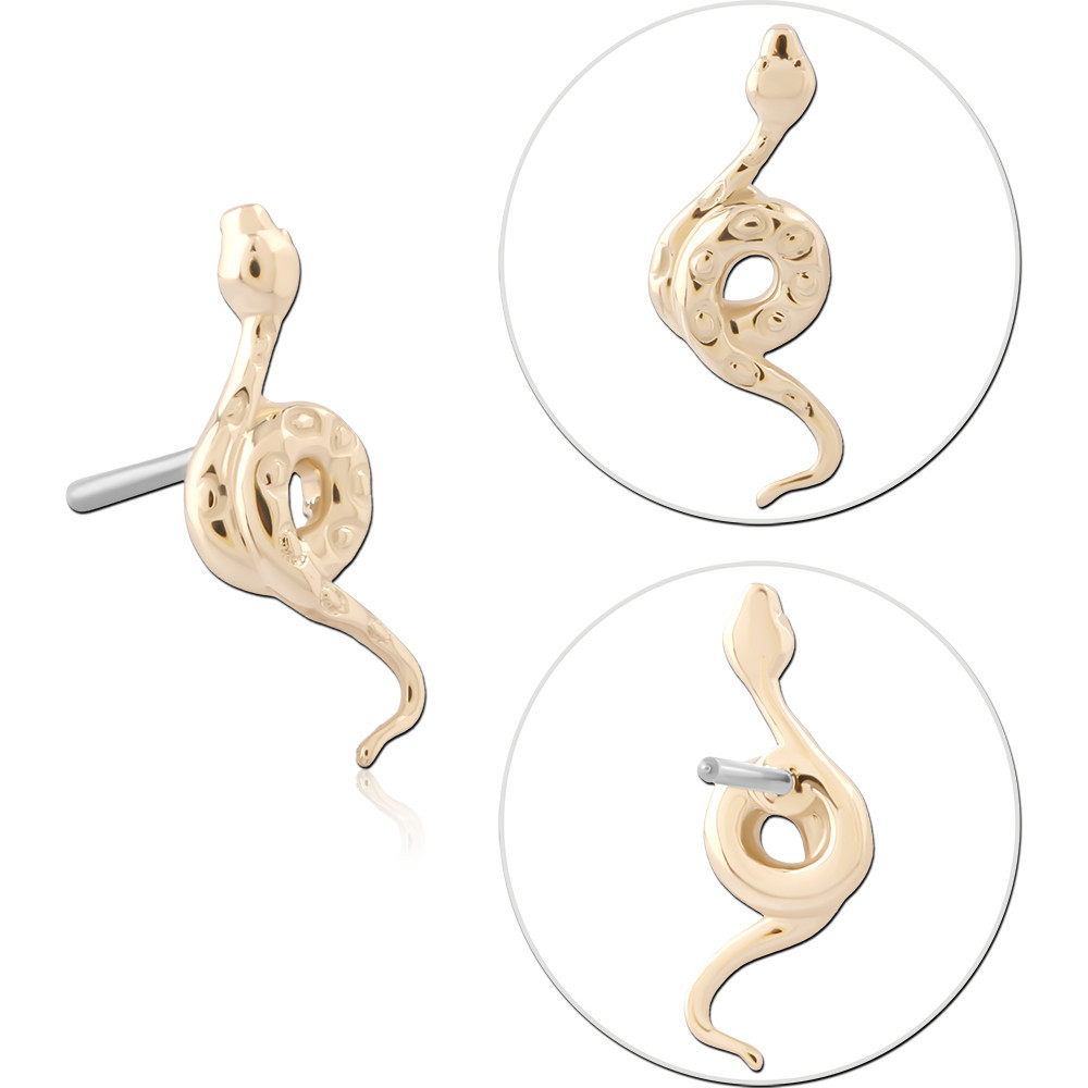 14K GOLD ATTACHMENT TITANIUM THREADLESS PIN