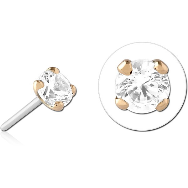 14K GOLD ATTACHMENT TITANIUM THREADLESS PIN