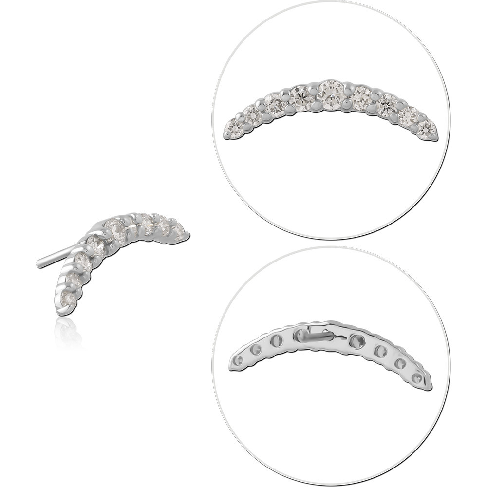 14K WHITE GOLD THREADLESS TOP CURVED GRADUATED PRONG SET GEMS