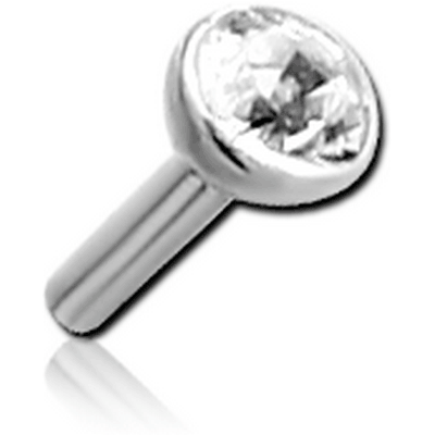 18K WHITE GOLD BEZEL SET SWAROVSKI CRYSTAL JEWELED PUSH FIT ATTACHMENT FOR BIOFLEX INTERNAL LABRET