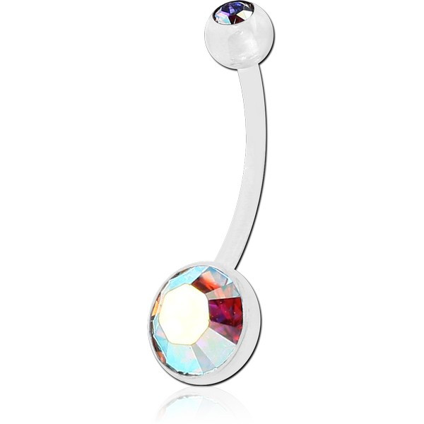 BIOFLEX PREMIUM CRYSTAL JEWELLED CUP NAVEL BANANA WITH PREMIUM CRYSTAL JEWELLED UV ACRYLIC BALL