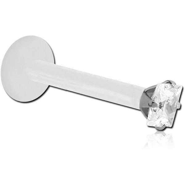 BIOFLEX INTERNAL LABRET WITH SURGICAL STEEL JEWELLED SQUARE ATTACHMENT