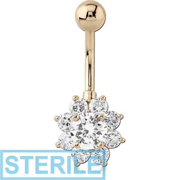 STERILE 14K JEWELLED BANANA WITH HOLLOW TOP BALL