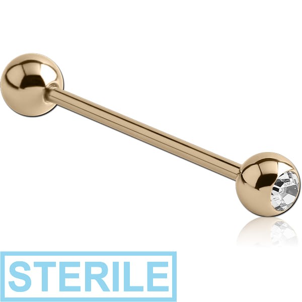 STERILE 14K GOLD JEWELLED BARBELL