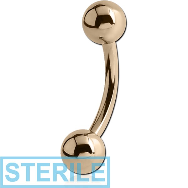 STERILE 14K GOLD CURVED BARBELL