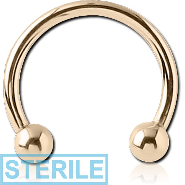 STERILE 14K GOLD CIRCULAR BARBELL WITH HOLLOW BALLS