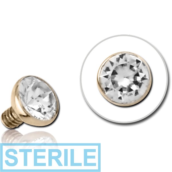 STERILE 14K GOLD INTERNALLY THREADED PREMIUM CRYSTAL JEWELLED BALL