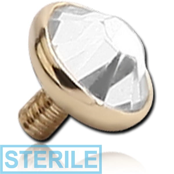 STERILE 14K GOLD PREMIUM CRYSTAL JEWELLED DISC FOR 1.6MM INTERNALLY THREADED PINS