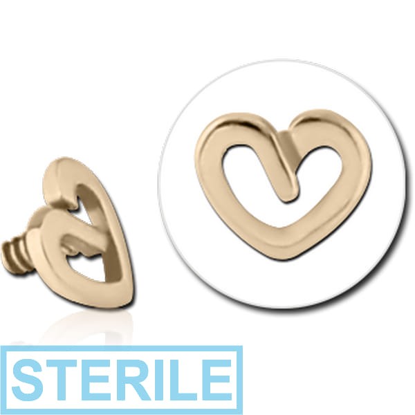 STERILE 14K GOLD FOR 1.2MM INTERNALLY THREADED PINS - HEART
