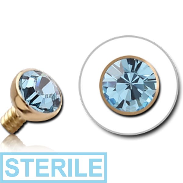STERILE 14K GOLD PREMIUM CRYSTAL JEWELLED BALL FOR 1.2MM INTERNALLY THREADED PINS