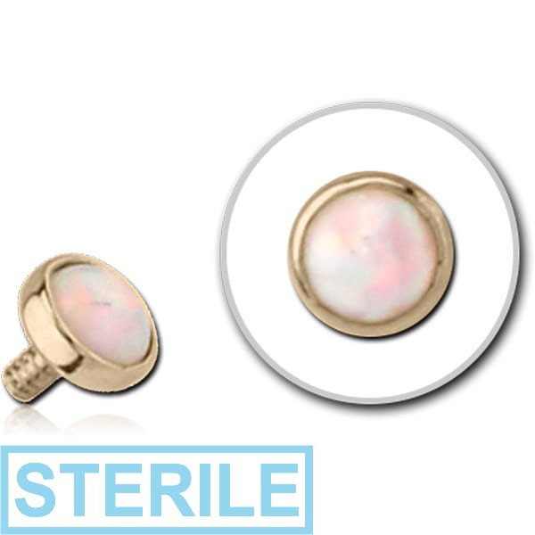 STERILE 14K GOLD SYNTHETIC OPAL JEWELLED DISC FOR 1.2MM INTERNALLY THREADED PINS