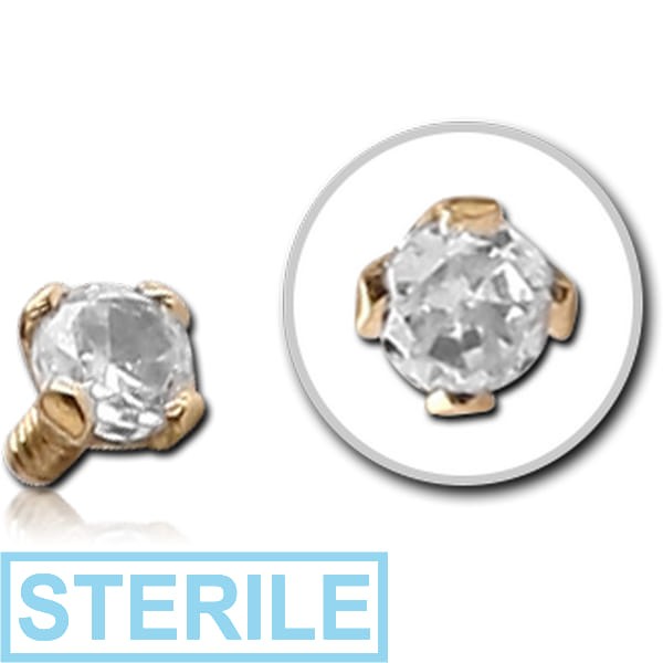 STERILE 14K GOLD DIAMOND JEWELLED BALL FOR 1.2MM INTERNALLY THREADED PINS