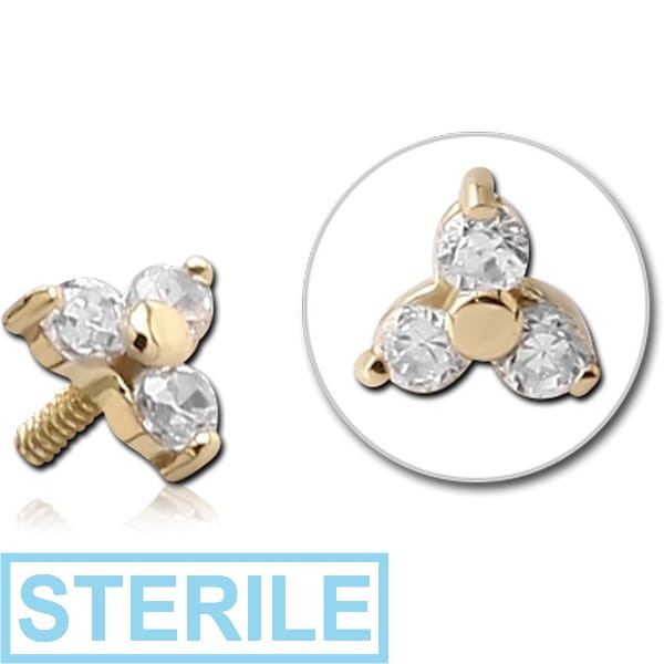 STERILE 14K GOLD JEWELLED ATTACHMENT FOR 1.2MM INTERNALLY THREADED PINS