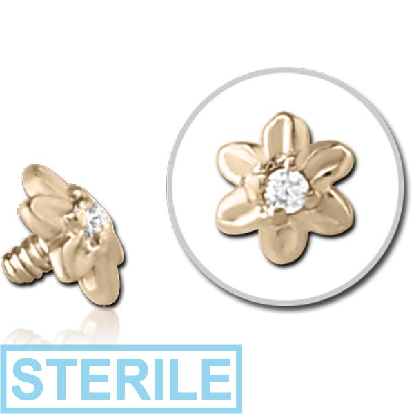 STERILE 14K GOLD JEWELLED ATTACHMENT FOR 1.2MM INTERNALLY THREADED PINS - FLOWER