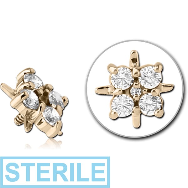 STERILE 14K GOLD JEWELLED ATTACHMENT FOR 1.2MM INTERNALLY THREADED PINS - FLOWER