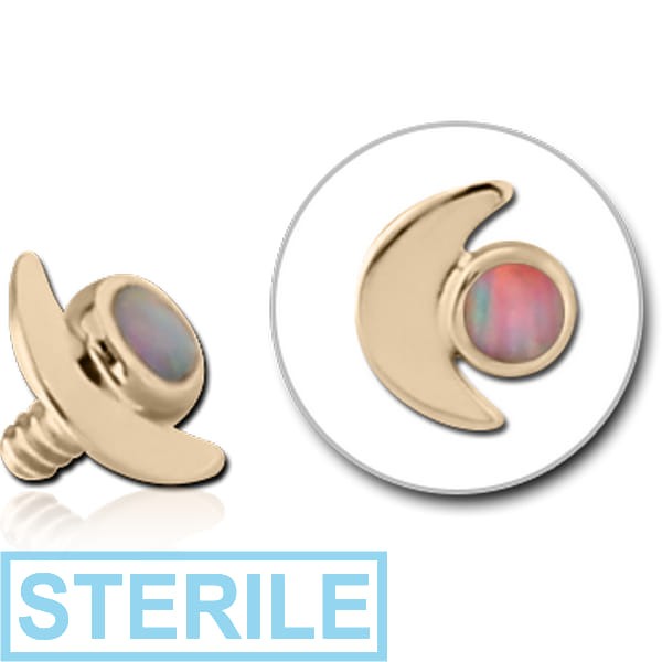 STERILE 14K GOLD JEWELLED ATTACHMENT FOR 1.2MM INTERNALLY THREADED PINS - CRESCENT