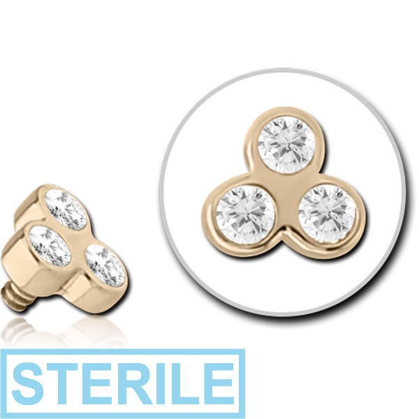 STERILE 14K GOLD JEWELLED ATTACHMENT FOR 1.2MM INTERNALLY THREADED PINS