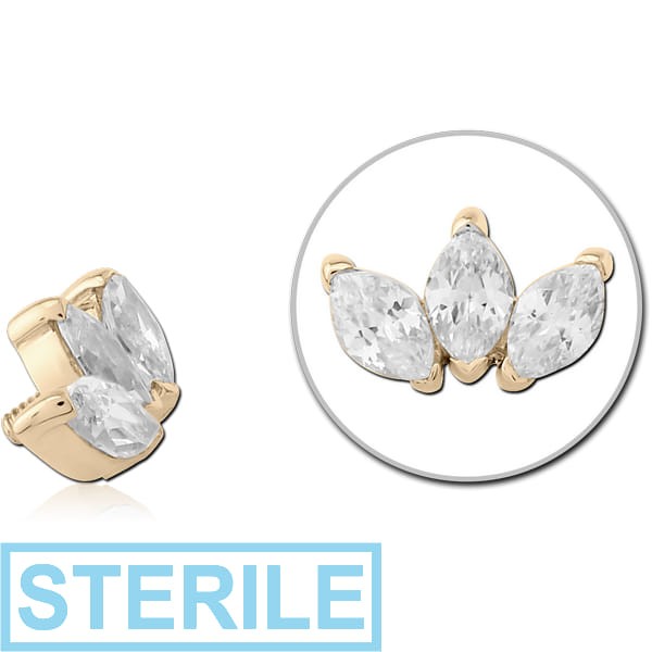 STERILE 14K GOLD JEWELLED ATTACHMENT FOR 1.2MM INTERNALLY THREADED PINS