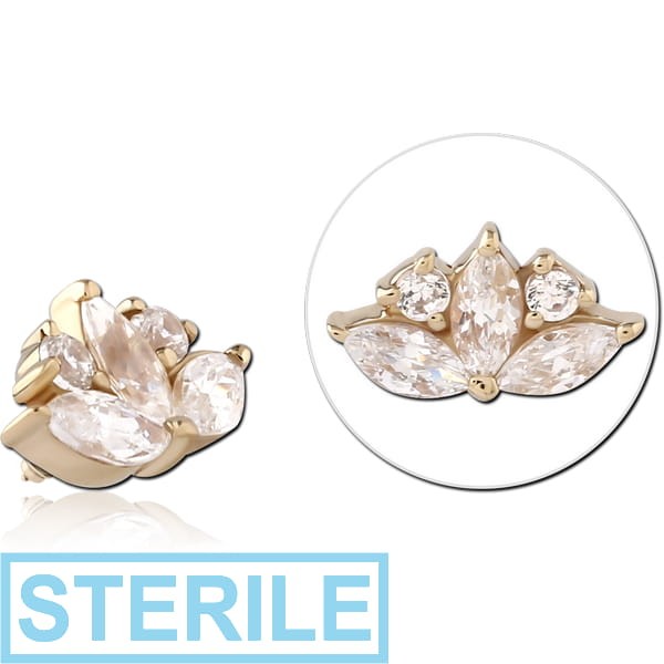 STERILE 14K GOLD JEWELLED ATTACHMENT FOR 1.2MM INTERNALLY THREADED PINS