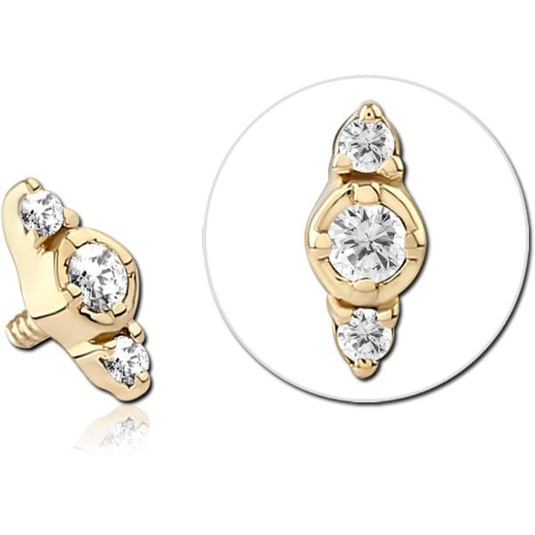 STERILE 14K GOLD JEWELLED ATTACHMENT FOR 1.2MM INTERNALLY THREADED PINS