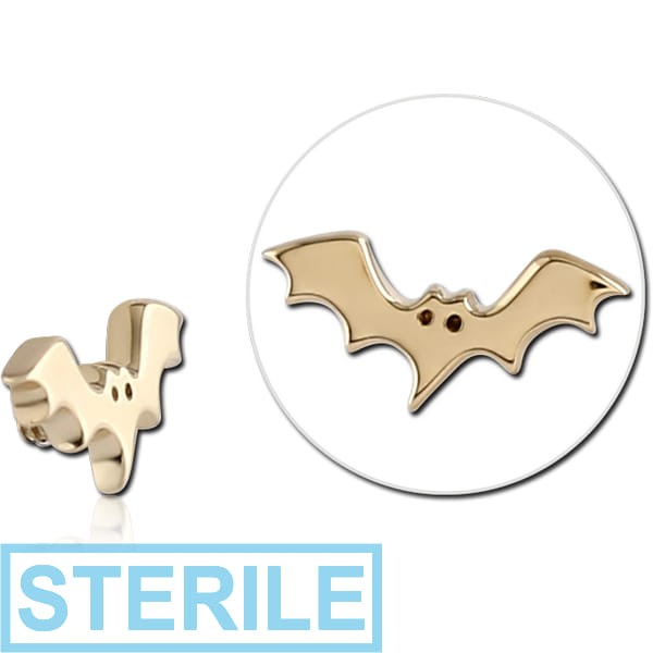 STERILE 14K GOLD ATTACHMENT FOR 1.2MM INTERNALLY THREADED PINS - BAT LEFT