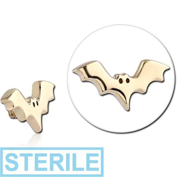 STERILE 14K GOLD ATTACHMENT FOR 1.2MM INTERNALLY THREADED PINS - BAT RIGHT