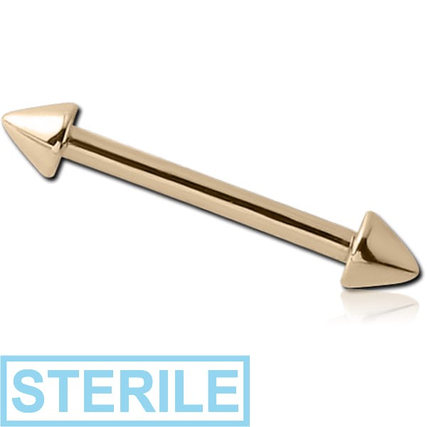 STERILE 14K GOLD MICRO BARBELL WITH CONES