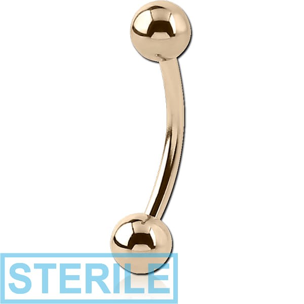 STERILE 14K GOLD CURVED MICRO BARBELL