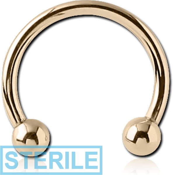 STERILE 14K GOLD MICRO CIRCULAR BARBELL WITH HOLLOW BALLS